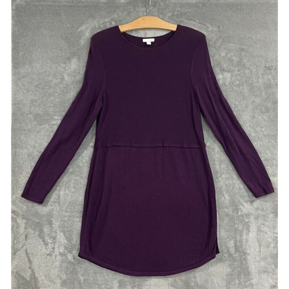 J Jill Purple Wool Blend Knit Tunic Top Long Sleeve Sweater Womens Sz Small